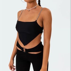 edikted chain open back crop top